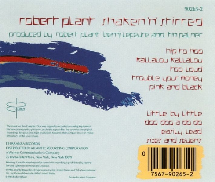ROBERT PLANT - SHAKE N STIRRED (CD) (1985)