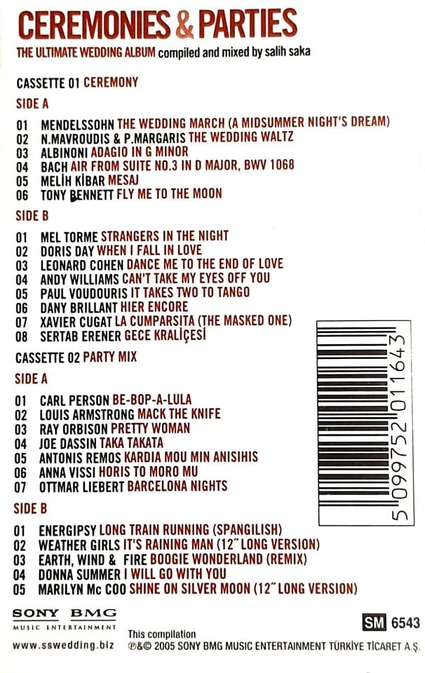 CEREMONIES & PARTIES THE ULTIMATE WEDDING ALBUM - BY SALİH SAKA (2 MC) (2005)