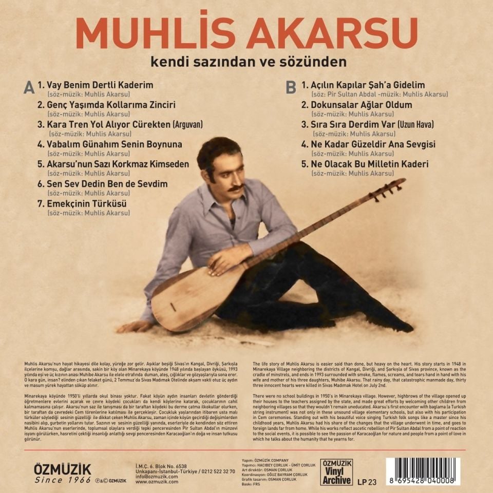 MUHLİS AKARSU - KENDİ SAZINDAN VE SÖZÜNDEN (LP)
