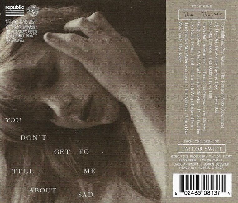 TAYLOR SWIFT - THE TORTURED POETS (THE BOLTER) (CD) (2024)