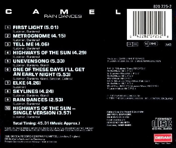 CAMEL - RAIN DANCES (1991) (CD)