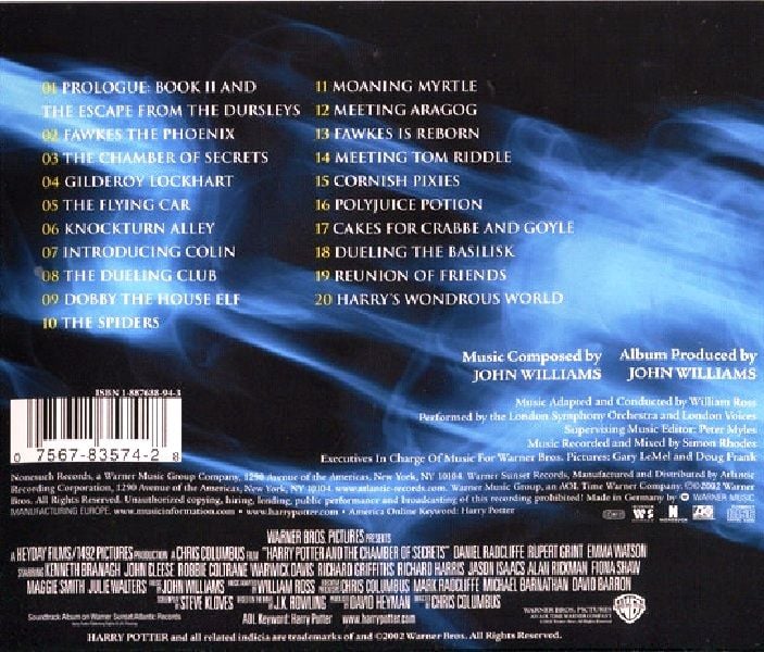HARRY POTTER AND THE CHAMBER OF SECRETS - SOUNDTRACK  (CD) (2002)