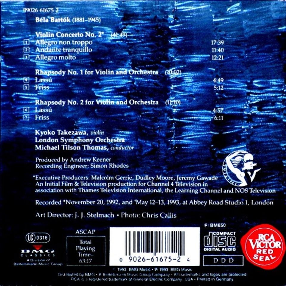 KYOKO TAKEZEWA  - BARTOK VIOLIN CONCERTO NO.2 (CD)