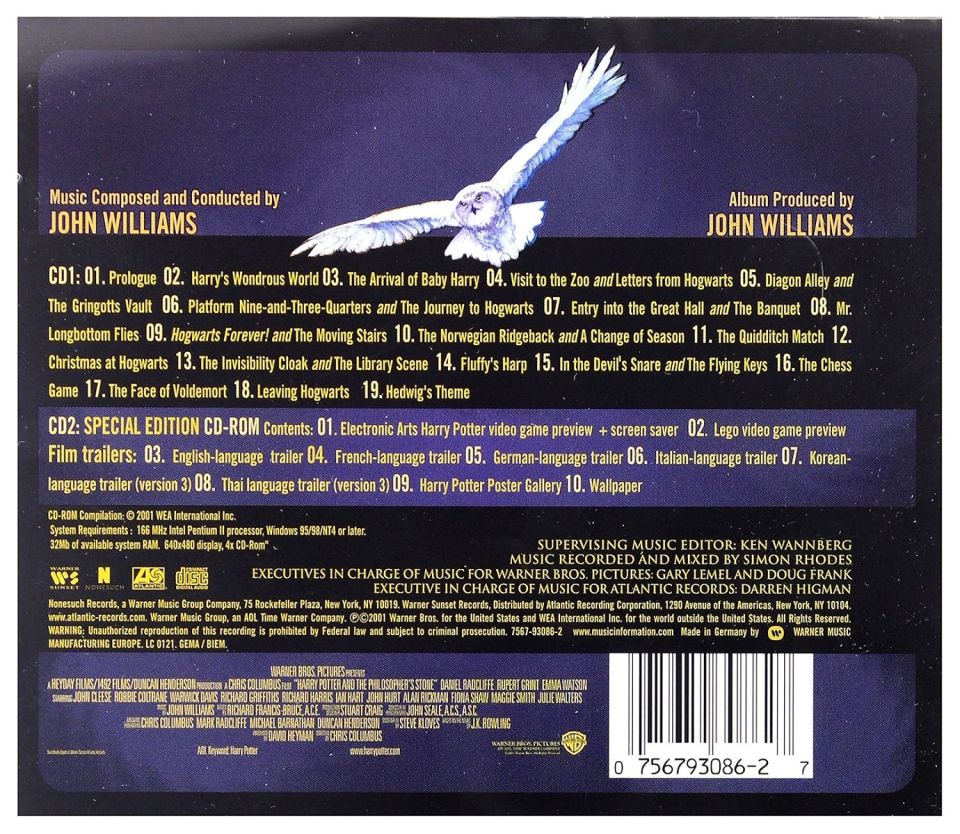 HARRY POTTER AND THE PHILOSOPHER'S STONE - SOUNDTRACK (2 CD)