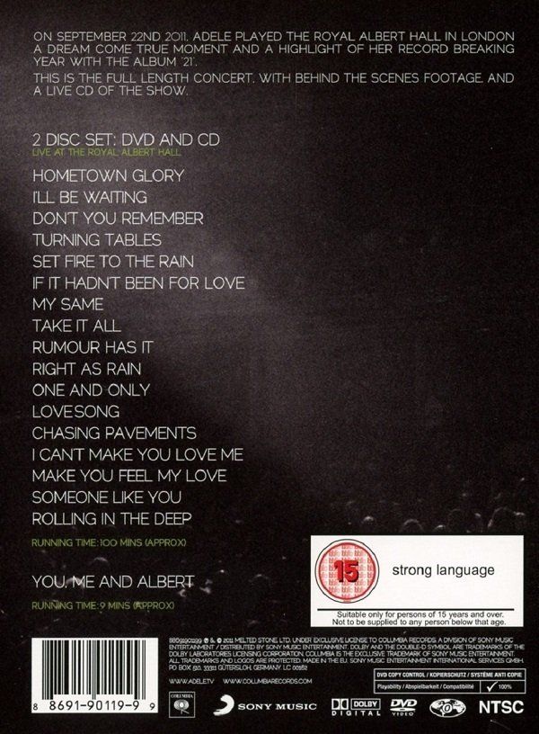 ADELE – LIVE AT THE ROYAL ALBERT HALL (DVD+CD)