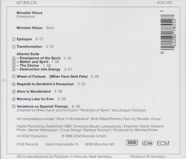 MIROSLAV VITOUS - EMERGENCE (1986)